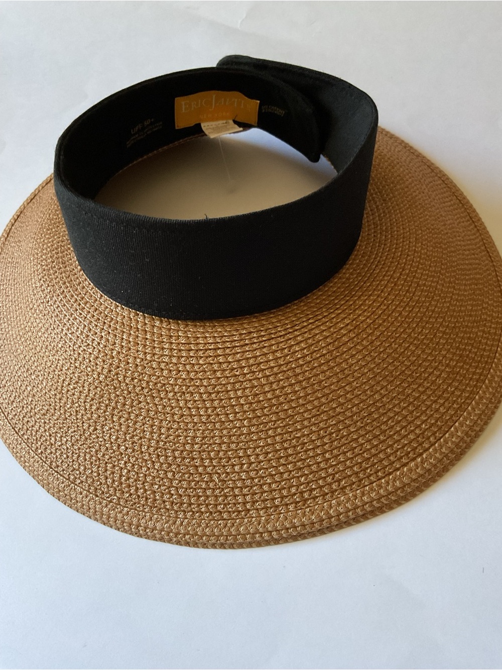 ERIC JAVITS SQUISHEE HALO HAT NATURAL/BLACK ONE SIZE ADJUSTABLE NEW NO TAGS - Picture 5 of 16